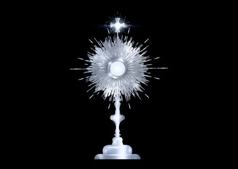 Monstrance Silver Ostensorium used in Roman Catholic, Old Blessed Sacrament Stock Illustration