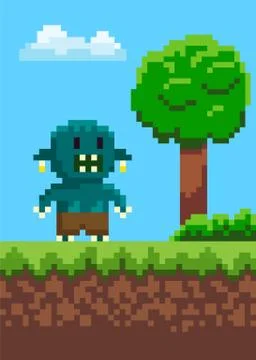 Monstrosity Character Standing on Grass Vector Illustrazione stock