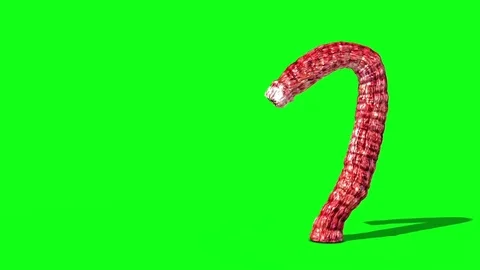 Monstrous Alien Worm Attacks Side Green Screen 3D Rendering Animation Stock Footage 81661166