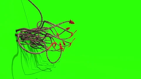 Monstrous Hooked Tentacles Attack Wall Side Green Screen 3D Rendering Animati Stock Footage 83354685