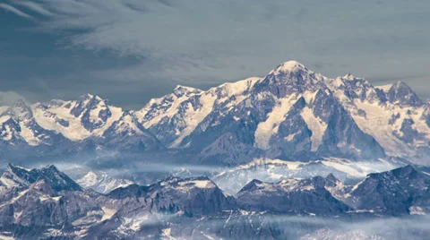 Mont Blanc clouds fog time lapse Stock Footage 33893744