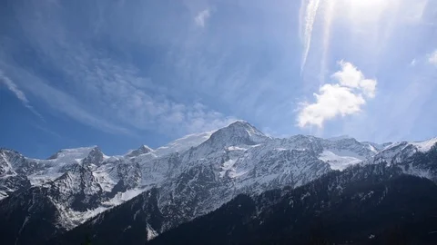 Mont Blanc Mountain View Cloud Timelapse In Chamonix France Stock Footage 110700100