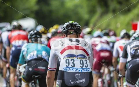 Mont du Chat, France - July 9, 2017: The Peloton - Tour de France 2017 Stock Photos
