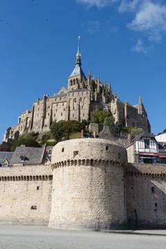 Mont Saint-Michel at low tide Stock Photos