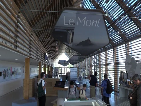 Mont St. Michel - Inside the Visitor Information Center Stock Footage 81371401