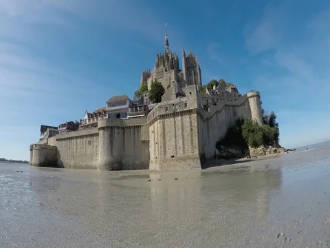 Mont St. Michel - Mud Flat Rotation Stock Footage 80526752
