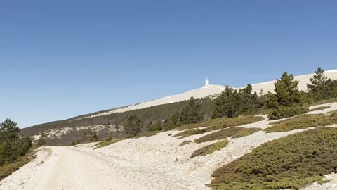 Mont Ventoux path and cirrus clouds Hyperlapse Stock Footage