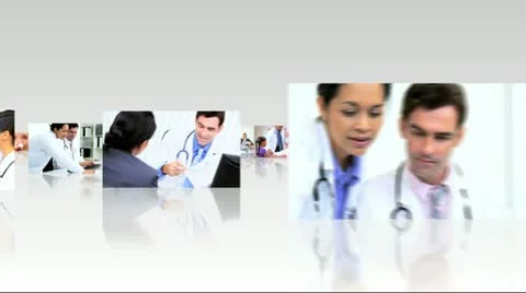 Montage 3D Medical Consultants and Patients Stock Footage