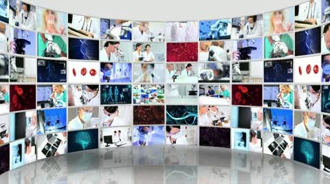 Montage 3D video wall inside  technical laboratory Video stock 11331541