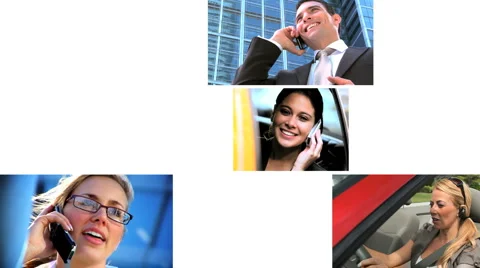 Montage of Business People with Cell Phones Stock Footage