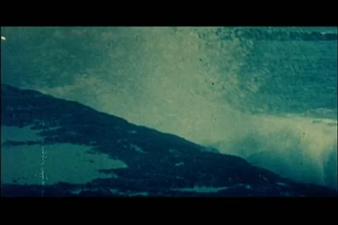 Montage crashing waves against rocks during lightning storm Stock Footage