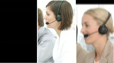 Montage footage of a business call centre Stock Footage
