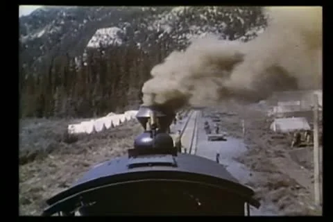 Montage - locomotive traveling through countryside Stock Footage