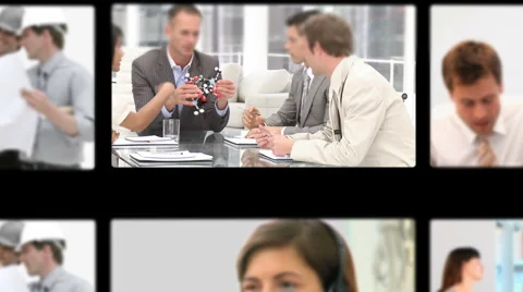 Montage of professionals exchanging ideas Stock Footage 3336817