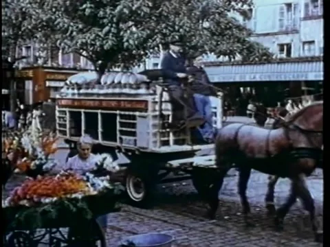 Montage - reenactment of 1930s street scene in Paris Stock Footage 260250853