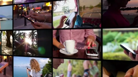 Montage Wall - Using Smartphone Concept Video stock 60994822