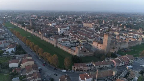 Montagnana Padova Veneto Italy aerial view Stock Footage