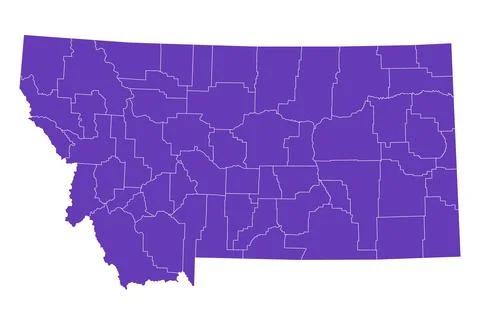 Montana administrative map. counties map of Montana, blank Map, empty map o.. Stock Illustration