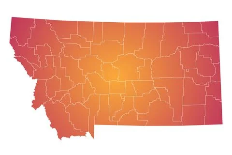 Montana administrative map. counties map of Montana, blank Map, empty map o.. Stock Illustration