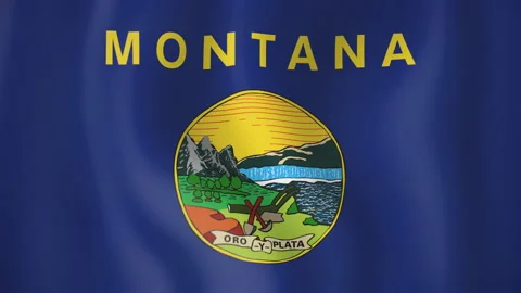 Montana animated flag. Seamless loop. 4K Video stock 145389443