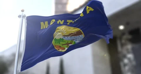Montana flag waving-seamless-loop-4k-60fps Stock Footage 345154477