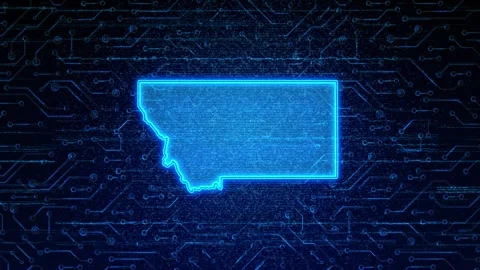 Montana Map Digital Technology Opener Stock Footage 335475800