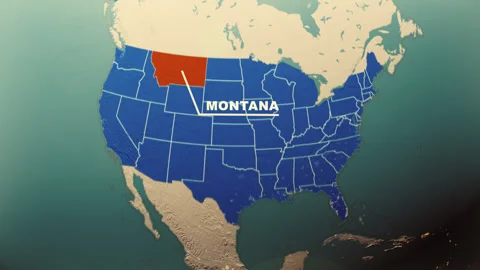 Montana Map Highlight USA 3D Political Globe Animation Stock Footage 313680134