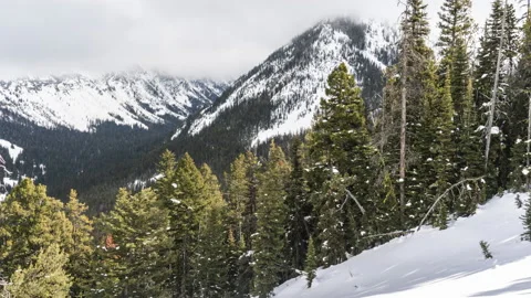 Montana Mountains in the winter with clouds Stock Footage 167045482