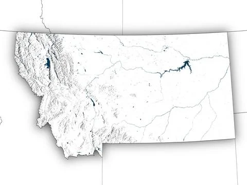 Montana shape with state borders, white map Illustrazione stock