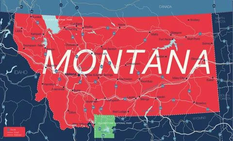 Montana state detailed editable map Ilustração Stock