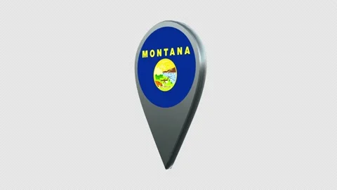 Montana State Flag Location Map Marker Pin With Alpha Channel Looped Stock Footage 239457843