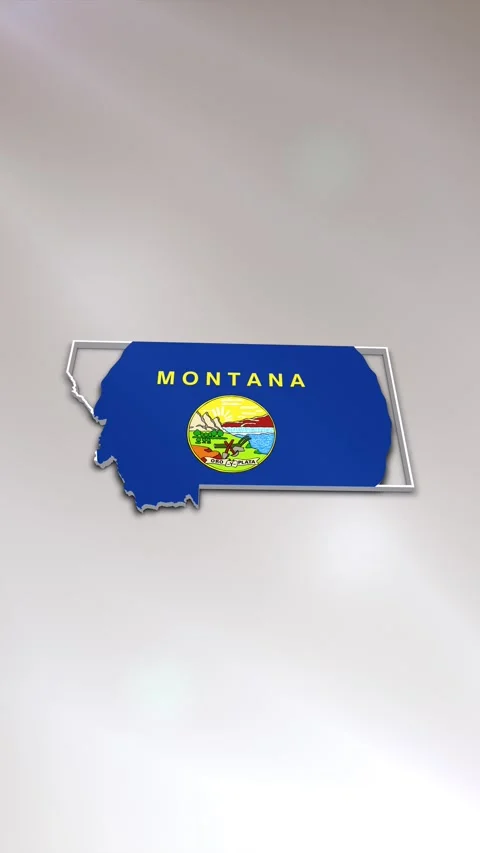 Montana State Flag on Map Stock Footage 278266509