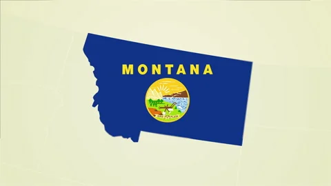 Montana state flag United States map out... | Stock Video | Pond5