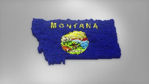 Montana State Map with Flag Intro Background Stock-Footage 315166180