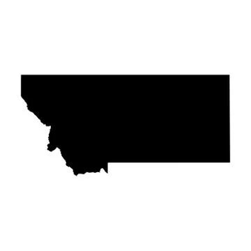 Montana, state of USA - solid black silhouette map of country area. Simple flat Ilustração Stock