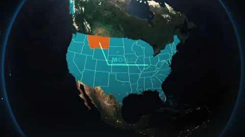 Montana US State Satellite Map Animation V2 Stock Footage 310314393
