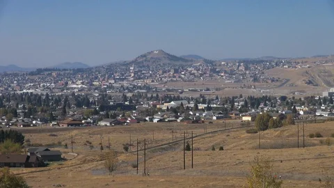 Montana view of Butte Stock Footage 129266221