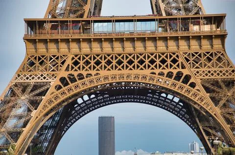 Montaparnase tower seen from below the Eiffel tower, Paris, France Stock Photos