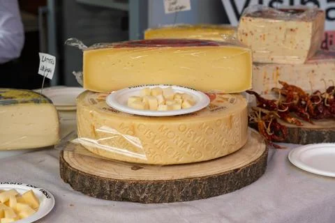 Montasio DOP cheese Stock Photos