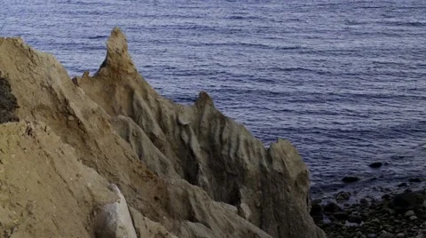 Montauk Point Sea Cliffs Stock Footage 50090897