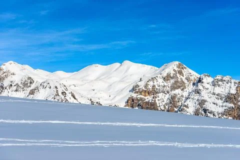 Monte Carega in Winter view from the Altopiano della Lessinia - Veneto Italy Stock Photos