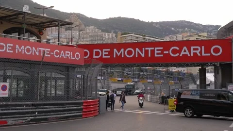 Monte Carlo Formula One Circuit Entrance in Monaco 4K Stock Footage 336177626