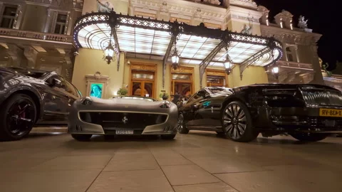 Monte-Carlo, Monaco, 25 September 2024: Expensive cars parked near the world Stock Footage 302290418