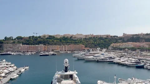 MONTE CARLO, MONACO - AUGUST 18, 2024: Aerial view of Monte Carlo marina. Video stock 314651562