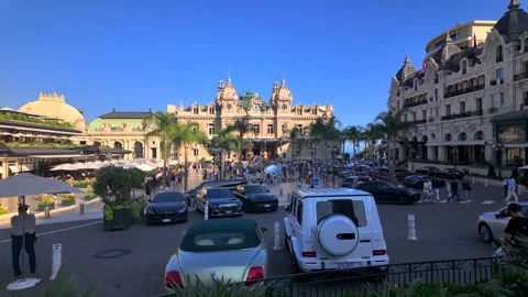 Monte Carlo, Monaco - August 21, 2024: Street view of the Monte-Carlo Casino Stock Footage 306350187