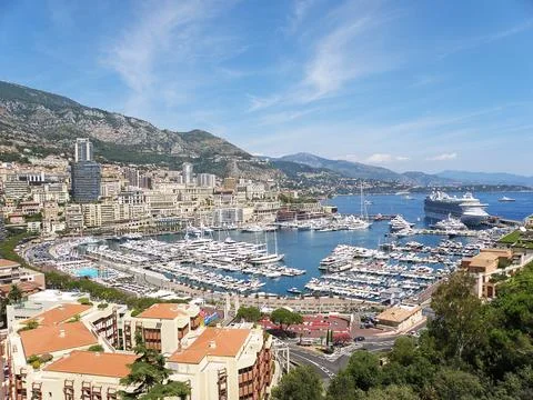 Monte-Carlo, Monaco - August 9 2012: Monaco Port Landscape View and Aerial .. Stock Photos