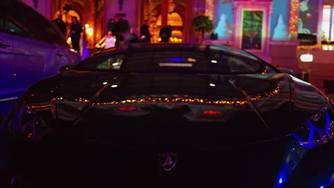 Monte Carlo, Monaco - December 20. 2024: Close up of a black Lamborghini car Stock Footage 301725628