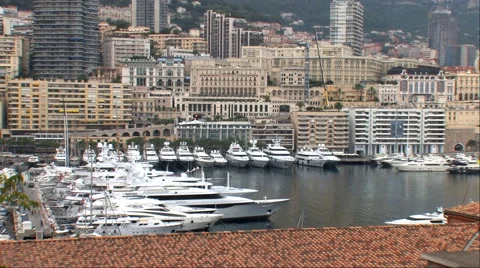 Monte Carlo, Monaco, Harbor View from Hill Video stock 40723720