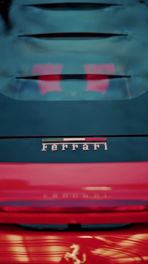 Monte Carlo, Monaco - October 24, 2024: Close up of a red Ferrari car in the Stock Footage 295892922