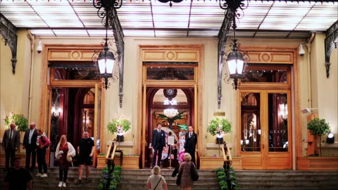 Monte Carlo, Monaco - October 8, 2024: People at the entrance of the Monte Carlo Stock Footage 290045993